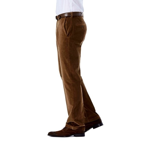 Haggar Pants Haggar Mens Stretch Corduroy Pant Classic Fit Camel 34